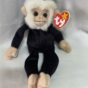 Ty Black and Cream Stuffed Monkey Plush